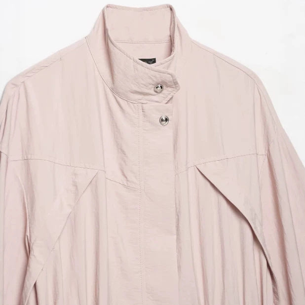 Damen Leichte Oversize‑Utilityjacke mit Tunnelzug‑Taillierung, Stehkragen und Ballonärmeln Drune
