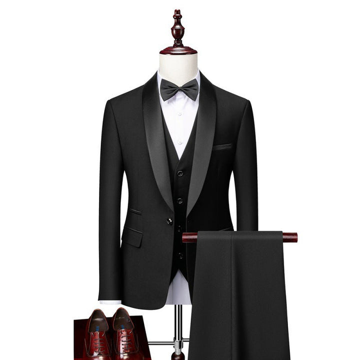 Herren nan dreiteiliges Smoking-Set mit Schalkragen, taillierter Weste und schlanker Passform Drune