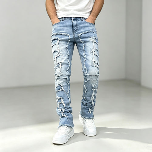 Herren Modische Ripped Jeans mit kreativen Destroyed-Details Drune