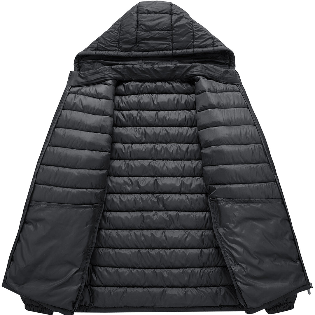 Herren Ultraleichte gesteppte Kapuzenjacke mit Thermofüllung & Packable‑Design Drune
