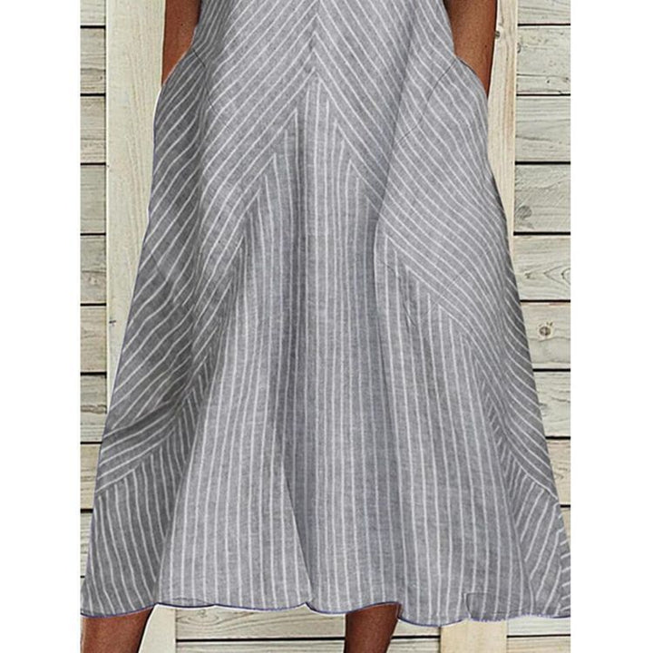 Damen Legeres A-Linien Kleid mit V-Ausschnitt und praktischen Taschen Drune