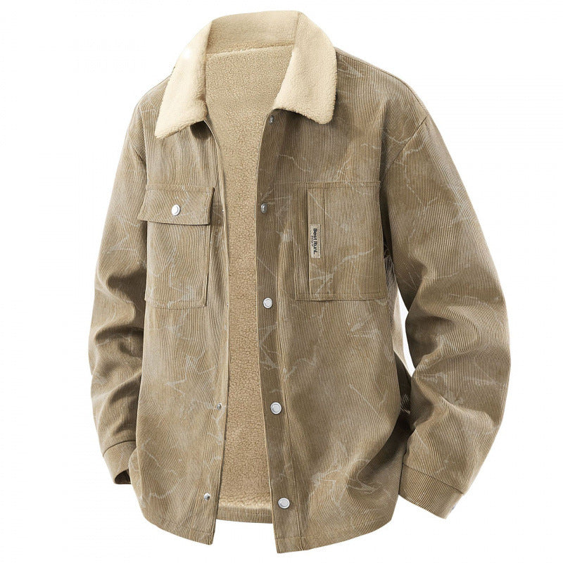 Herren Stylisches Cordjacke mit Teddyfutter Drune