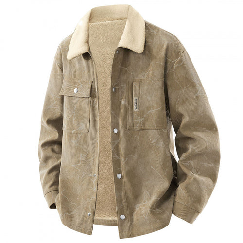 Herren Stylisches Cordjacke mit Teddyfutter Drune