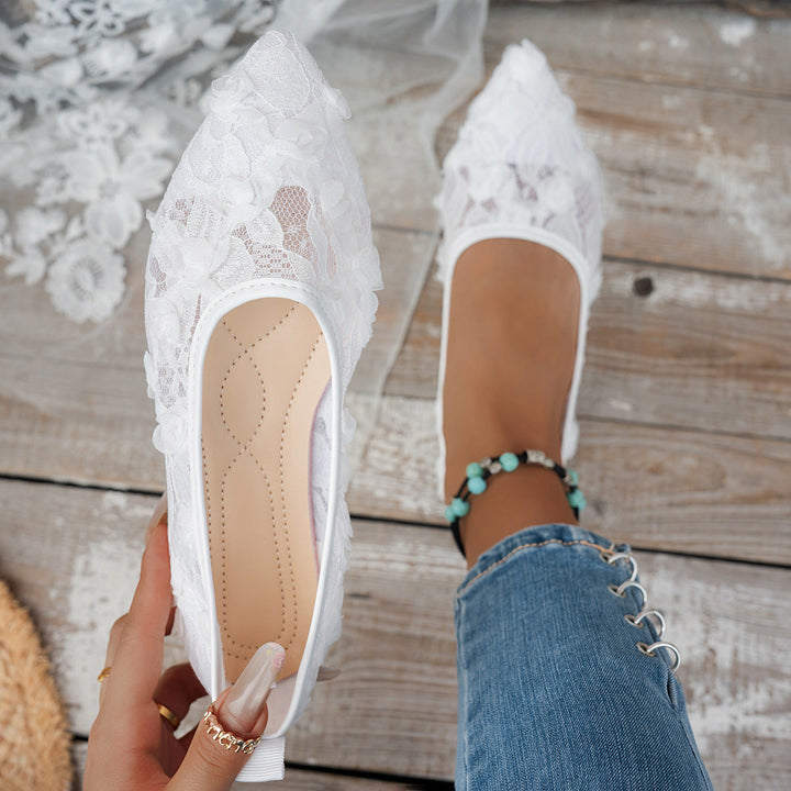 Damen elegante spitze Ballerinas mit floralen Akzenten Drune