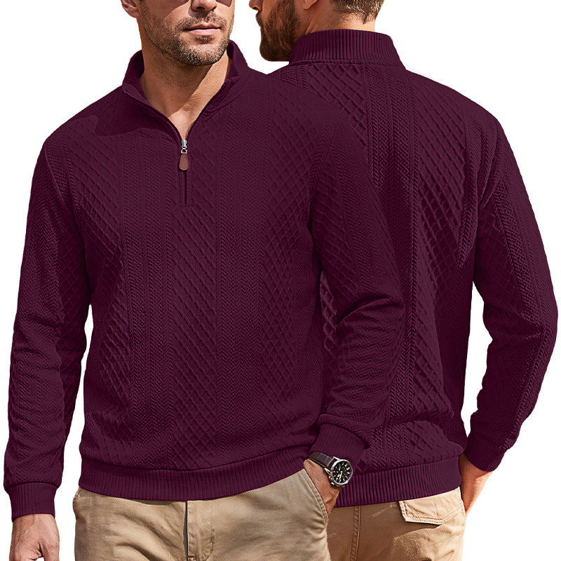 Herren Strickpullover mit halbem Reißverschluss und strukturierter Zopfoptik Drune