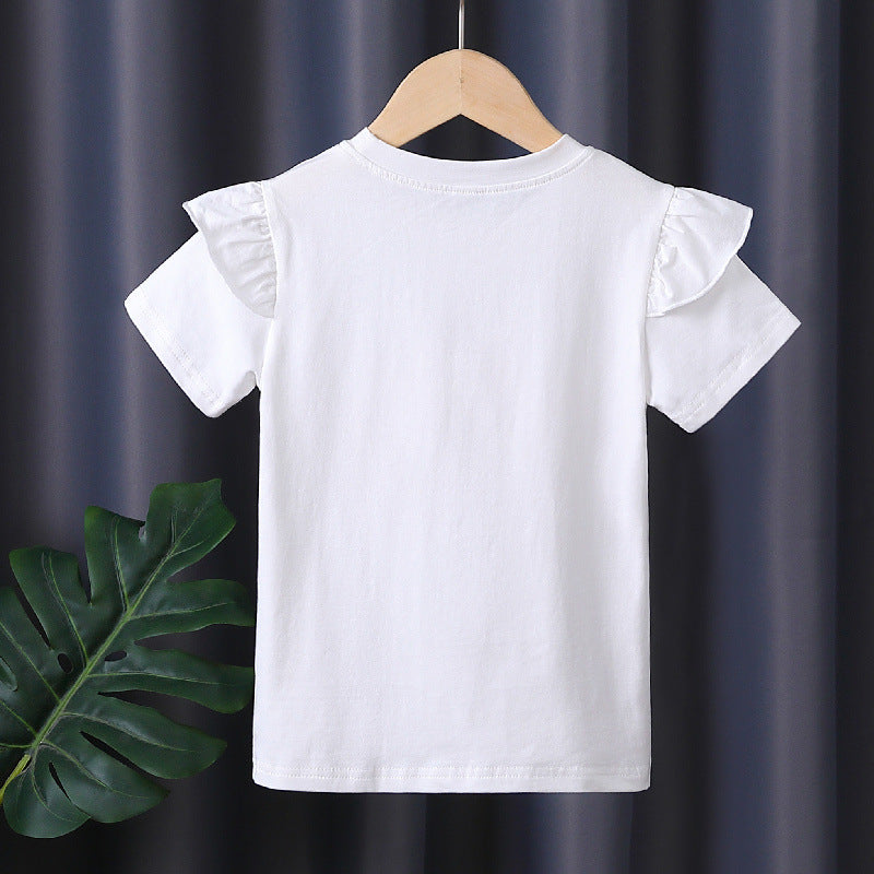Mädchen T-Shirt mit Rüschendetails und Herzen-Applikation Drune