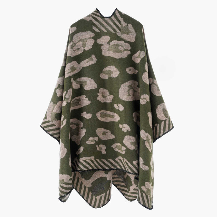 Damen Strukturierter Jacquard‑Capeponcho im Oversize‑Fall mit kontrastierter Kettelkante Drune