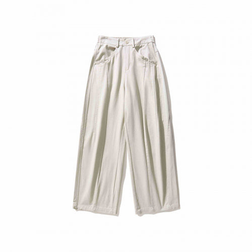 Damen Weite Bundfaltenhose mit hohem Bund und geradem weitem Bein Drune