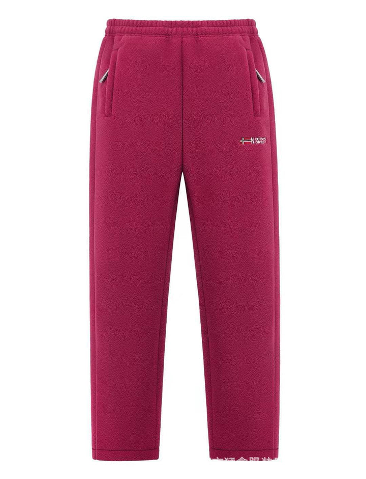 Damen Fleece-Hose mit elastischem Bund, Reißverschlusstaschen und Thermo-Innenfutter Drune