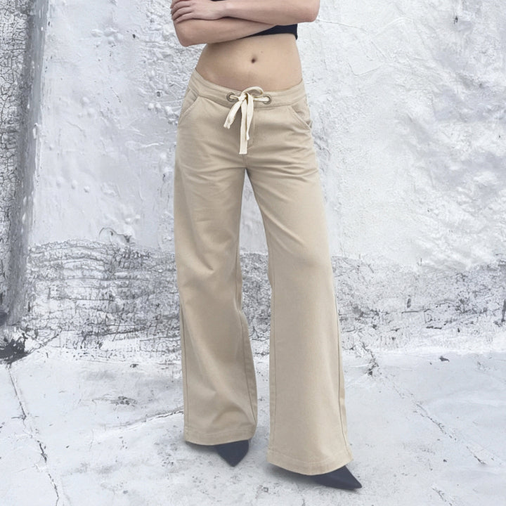 Damen nan weite Highwaist Cargo-Schlaghose mit Tunnelzug, Mehrfachtaschen und legerer Silhouette Drune