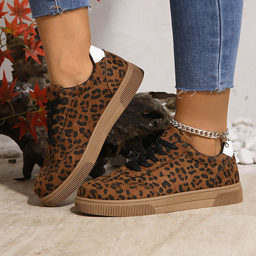 Damen Sneakers im attraktiven Leopardenmuster mit atmungsaktiver Oberflächenstruktur Drune