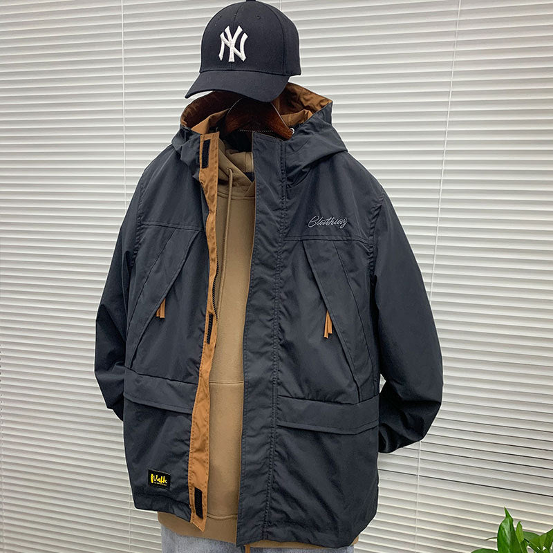 Herren funktionale Outdoor-Jacke mit praktischen Taschen und verstellbarem Bund Drune