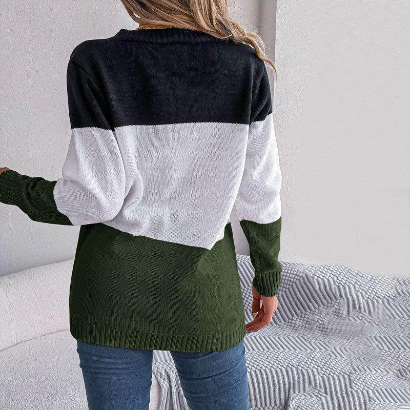 Drune | Farbblock Strickjacke mit Modernem Muster