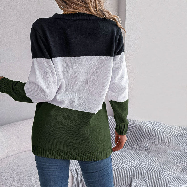 Drune | Farbblock Strickjacke mit Modernem Muster