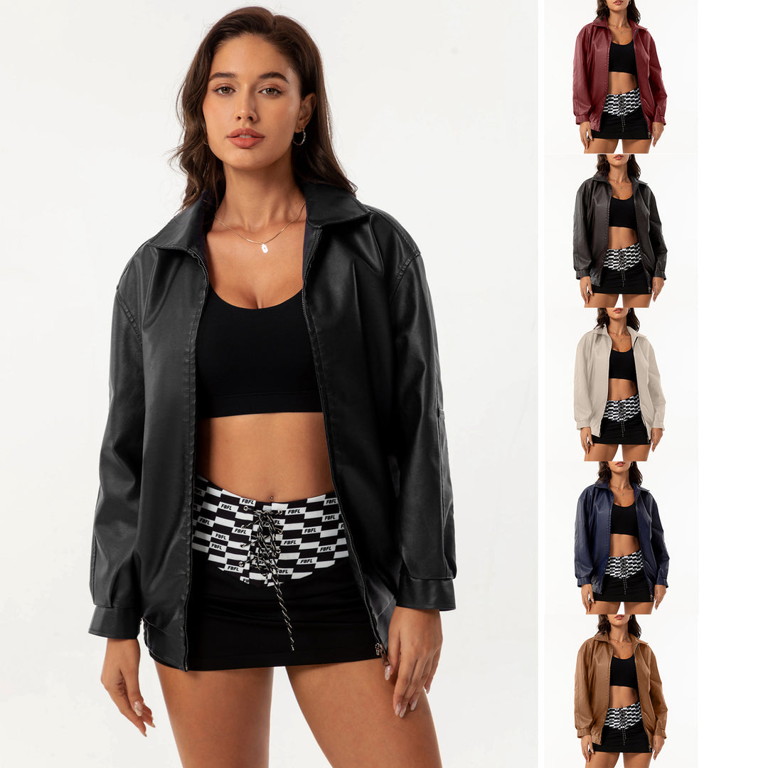 Damen nan leichte Satin Bomberjacke mit Reißverschluss und lockerer Passform Drune