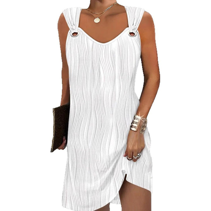 Damen nan figurumspielendes Jerseykleid mit Wellenstruktur Ringträgern und seitlichem Schlitz Drune