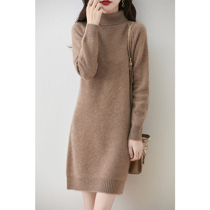 Damen Strickkleid mit hohem Kragen und weichem Material Drune