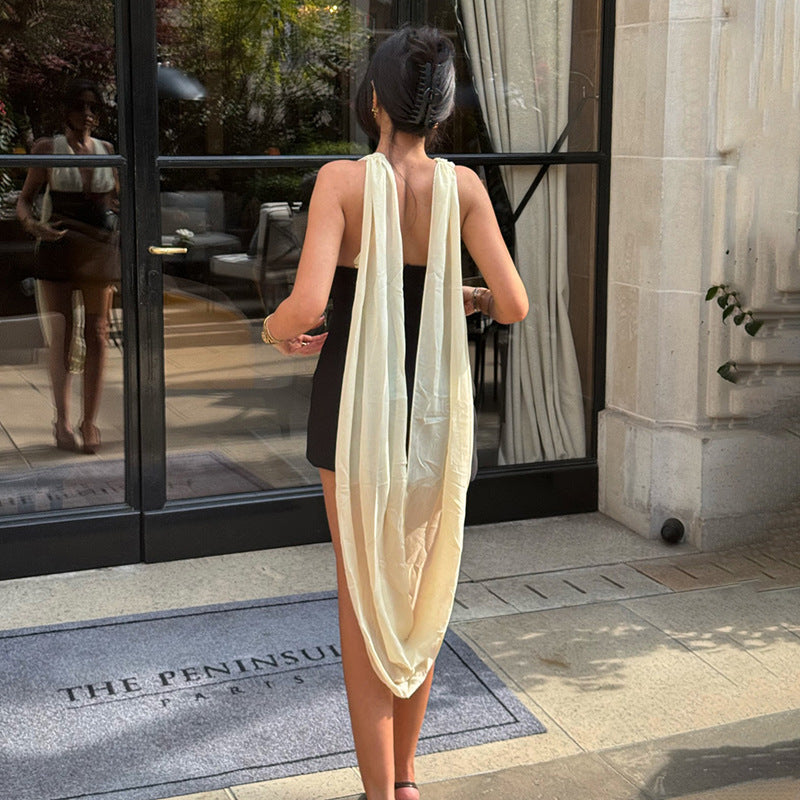 Damen Wickelminikleid mit aufregenden Trägern und figurbetonter Silhouette Drune