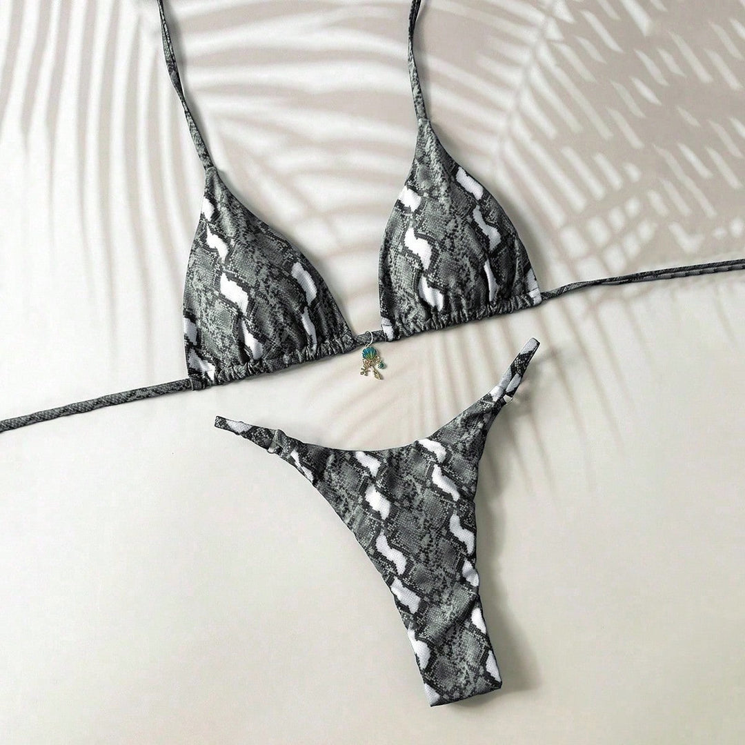 Damen Triangel-Bikini mit Schlangenmotiv Drune