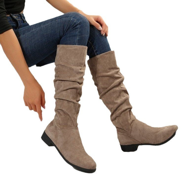 Damen Schlupfstiefel aus weichem Wildlederimitat Drune