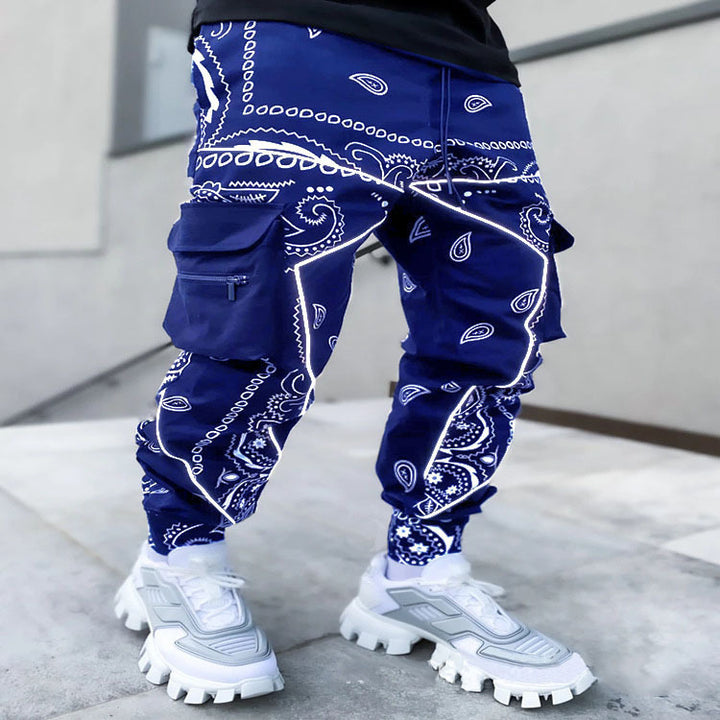 Herren nan Bandana-Cargo-Jogginghose mit Kordelzug und elastischen Bündchen Drune