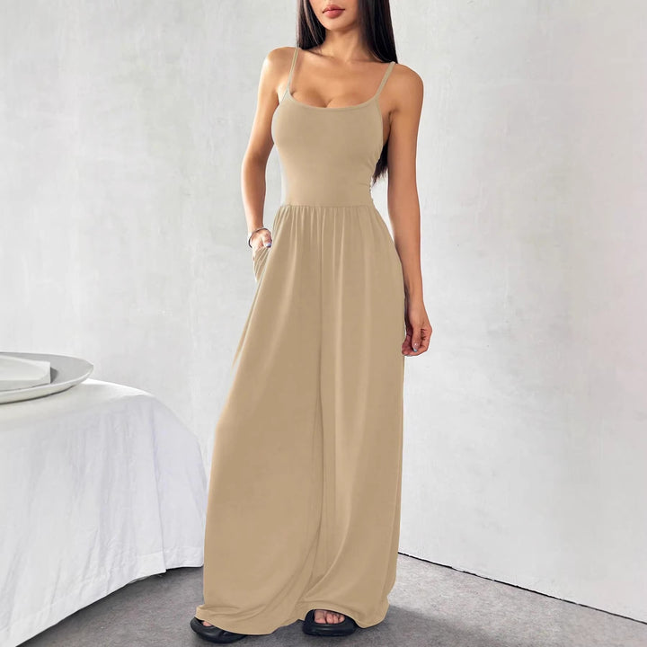 Damen Maxikleid mit trägerlosem Design und seitlichen Taschen Drune