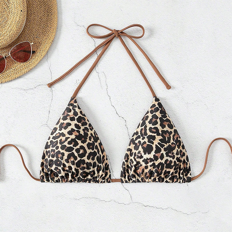 Damen Dreieck-Bikini mit Leo-Muster und verstellbaren Bindebändern Drune