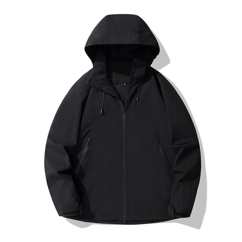 Damen wasserabweisende Outdoor-Jacke mit verstellbarem Kapuzenkragen und funktionalen Reißverschlusstaschen Drune