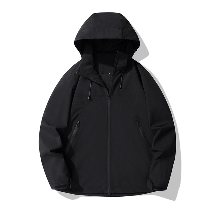 Damen wasserabweisende Outdoor-Jacke mit verstellbarem Kapuzenkragen und funktionalen Reißverschlusstaschen Drune