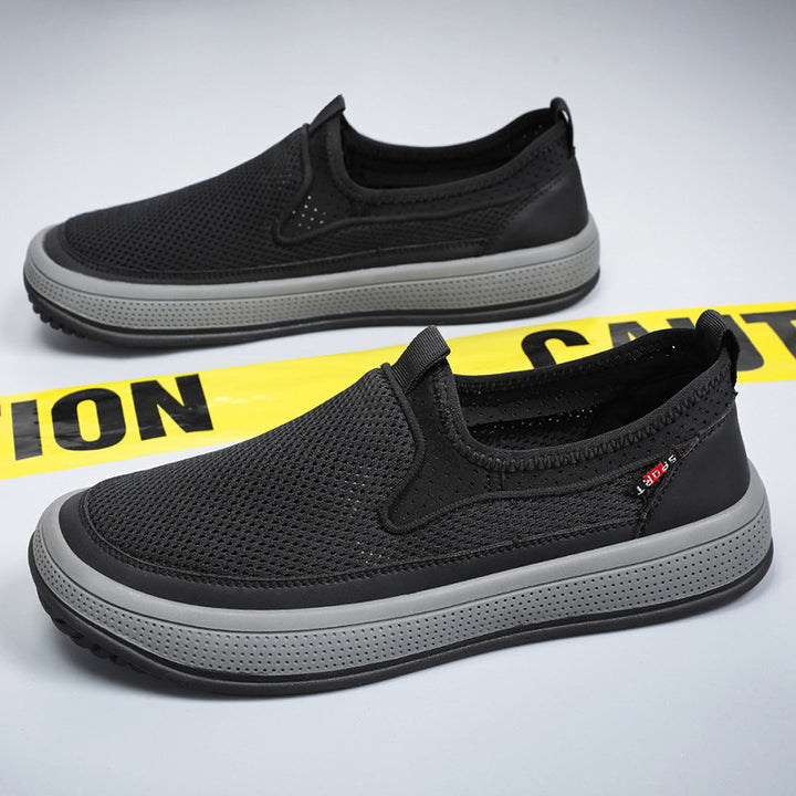 Herren nan atmungsaktiver Slip-On Mesh-Sneaker mit elastischem Einstieg und stoßdämpfender EVA-Plateausohle Drune