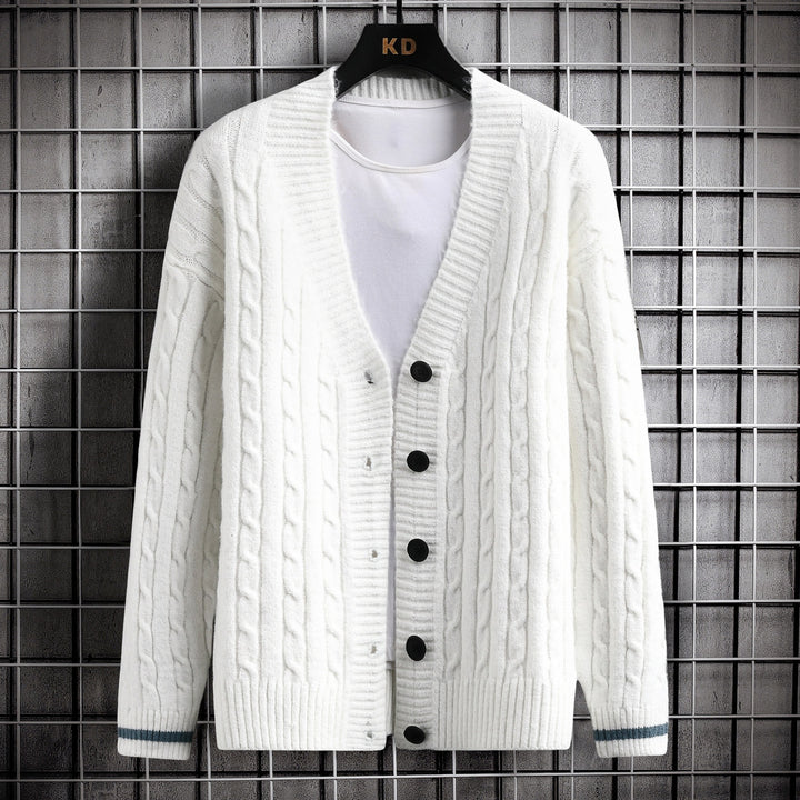 Damen Strickjacke mit Zopfmuster und Knopfdetails Drune