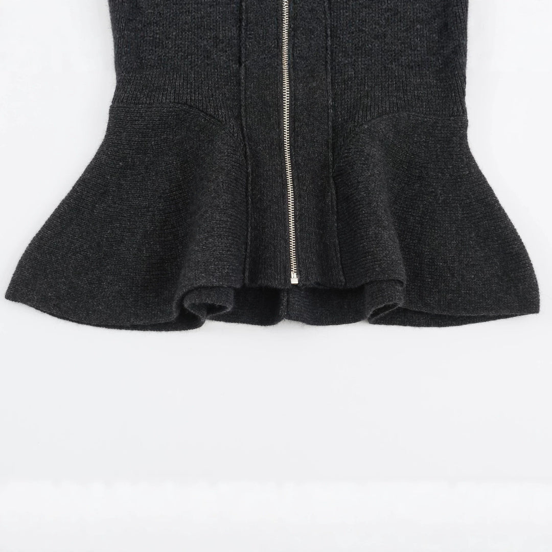 Damen Strickjacke mit Reißverschluss und Peplum-Schnitt Drune
