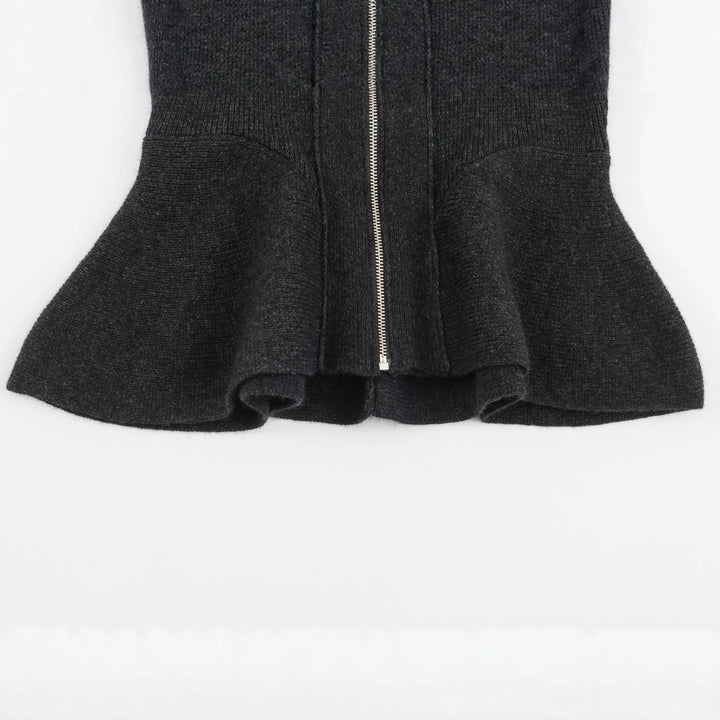 Damen Strickjacke mit Reißverschluss und Peplum-Schnitt Drune