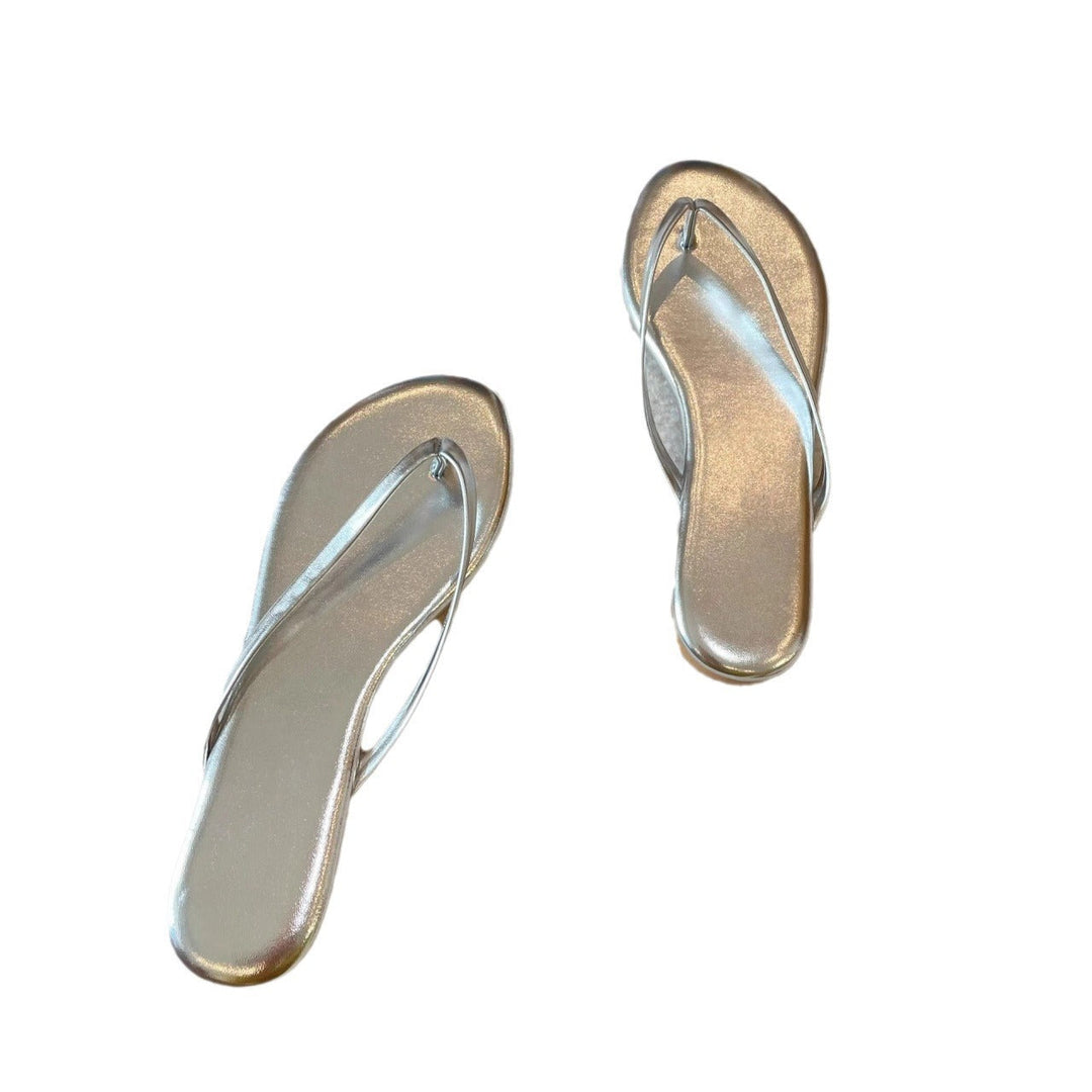Damen Elegante Flip-Flops mit schimmerndem Riemen und komfortabler Sohle Drune