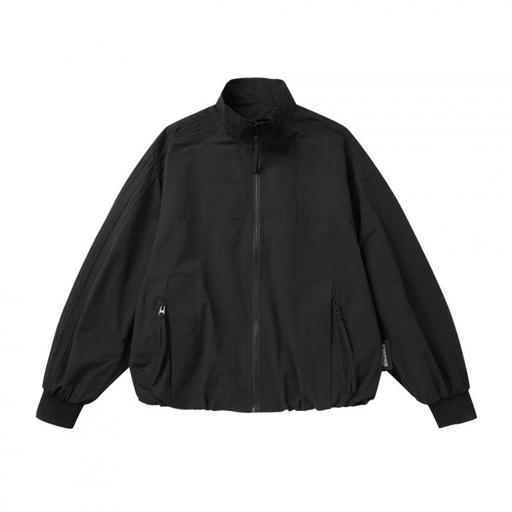 Unisex Leichte Boxy-Outdoorjacke im Trackstil mit hohem Stehkragen, Reißverschlusstaschen und elastischem Saum Drune