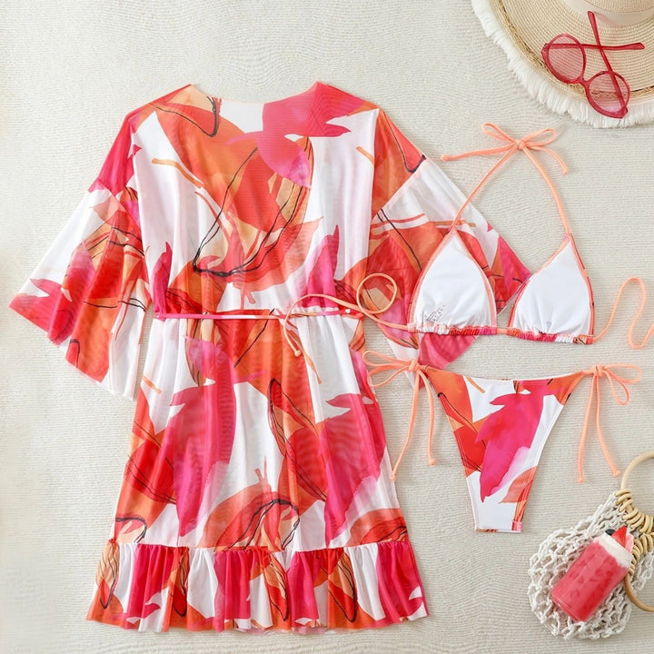 Damen Bikiniset mit floralem Kaftan Drune