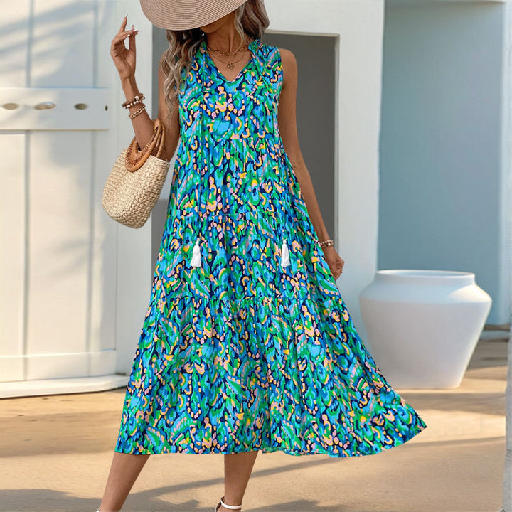 Damen Maxikleid mit Rüschendetails und floralem Muster Drune