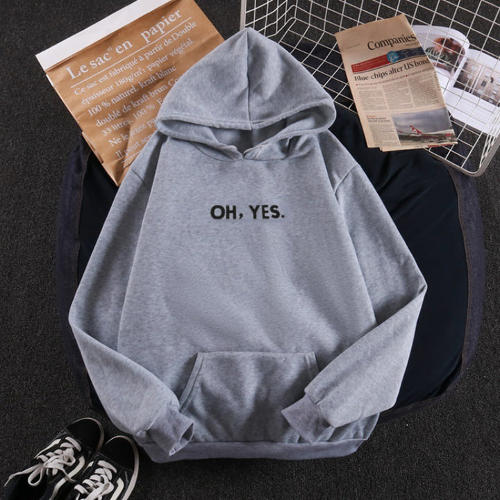 Damen nan Kapuzenpullover mit weichem Innenfutter, Kängurutasche und dezentem Frontprint Drune