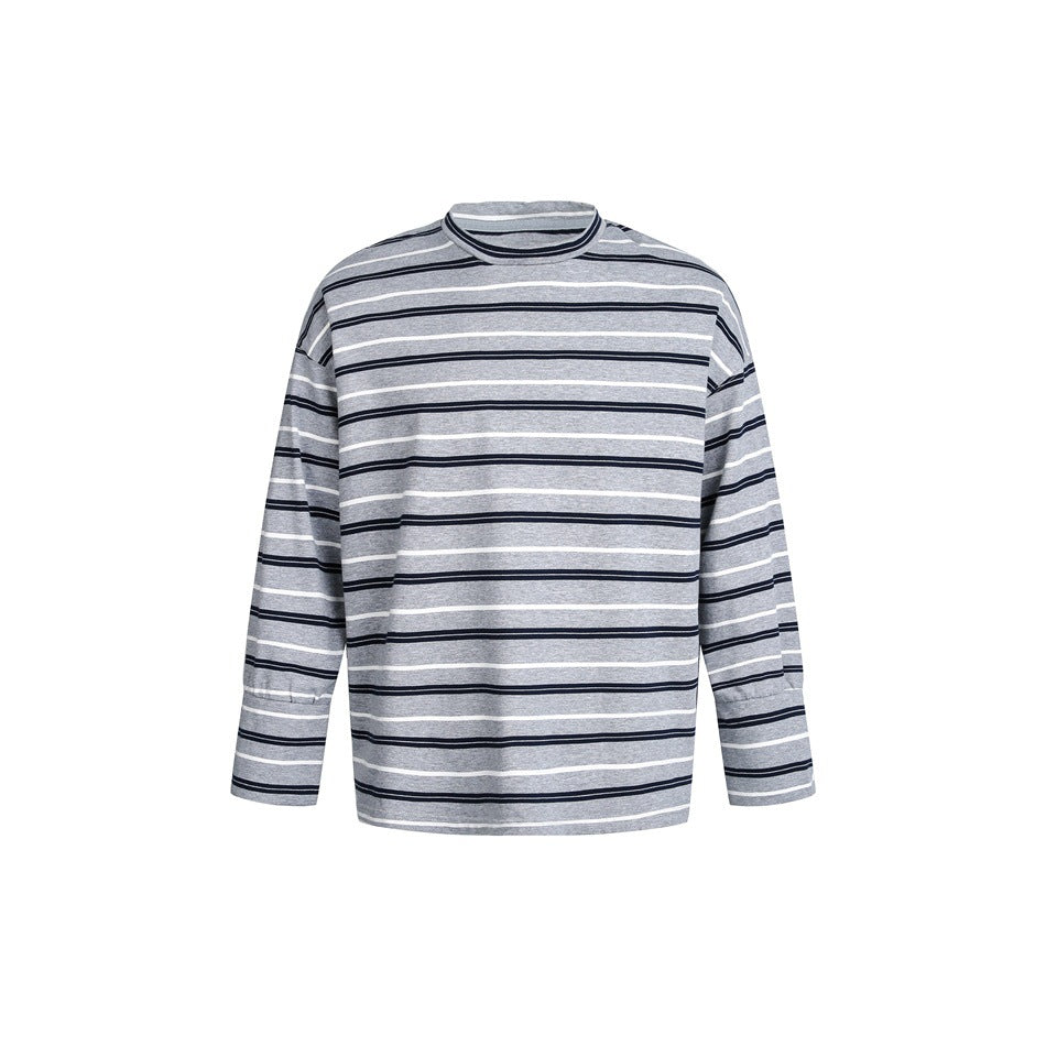 Unisex Gestreiftes Langarmshirt im maritimen Oversize‑Look mit Rippkragen Drune