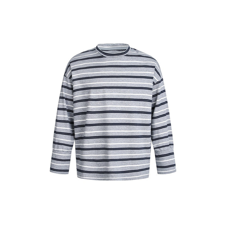 Unisex Gestreiftes Langarmshirt im maritimen Oversize‑Look mit Rippkragen Drune