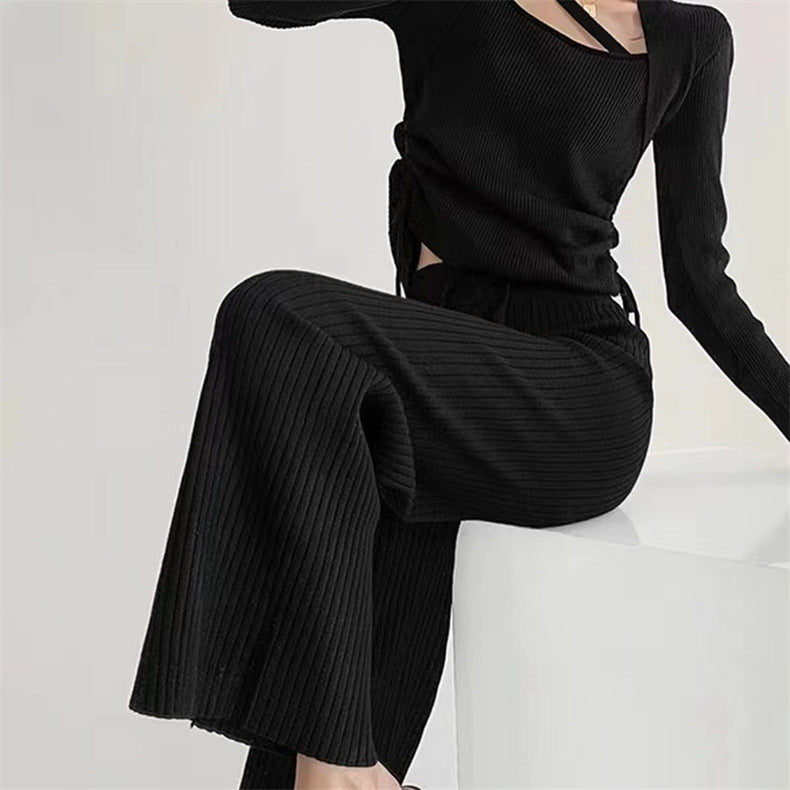 Damen Wickel-Pullover mit elegantem Rippdesign und V-Ausschnitt Drune