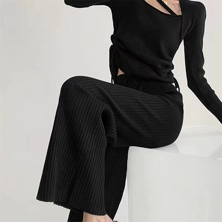 Damen Wickel-Pullover mit elegantem Rippdesign und V-Ausschnitt Drune