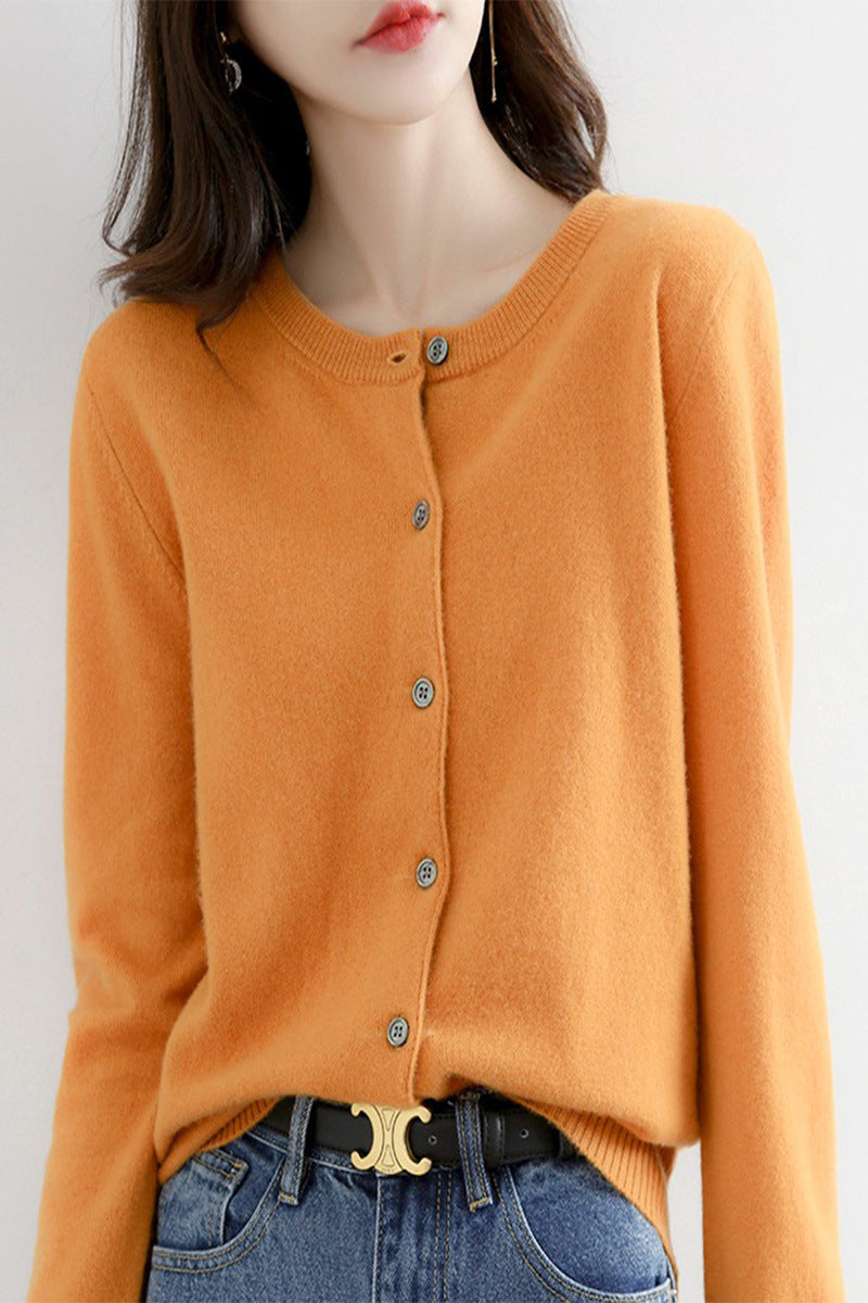 Damen Langärmliger Cardigan aus weichem Feinstrick mit Knopfleiste Drune