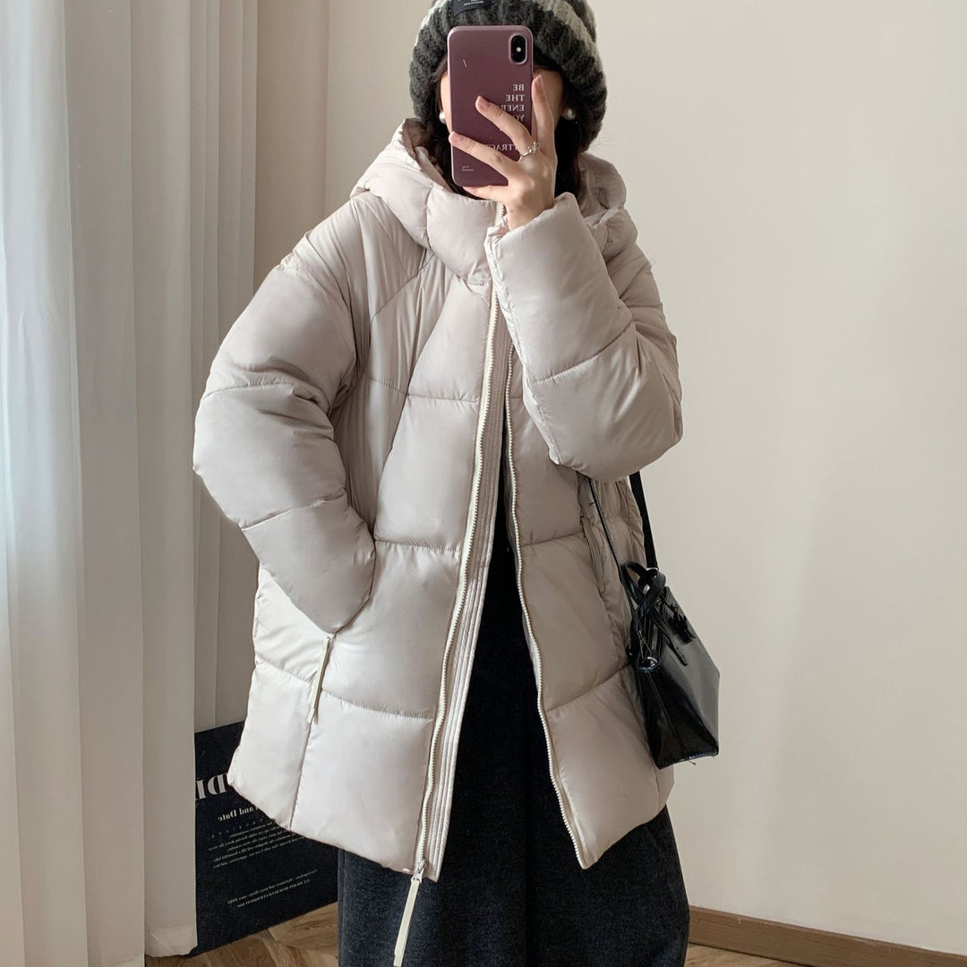 Damen Übergroße Pufferjacke mit Kapuze und praktischen Eingrifftaschen Drune