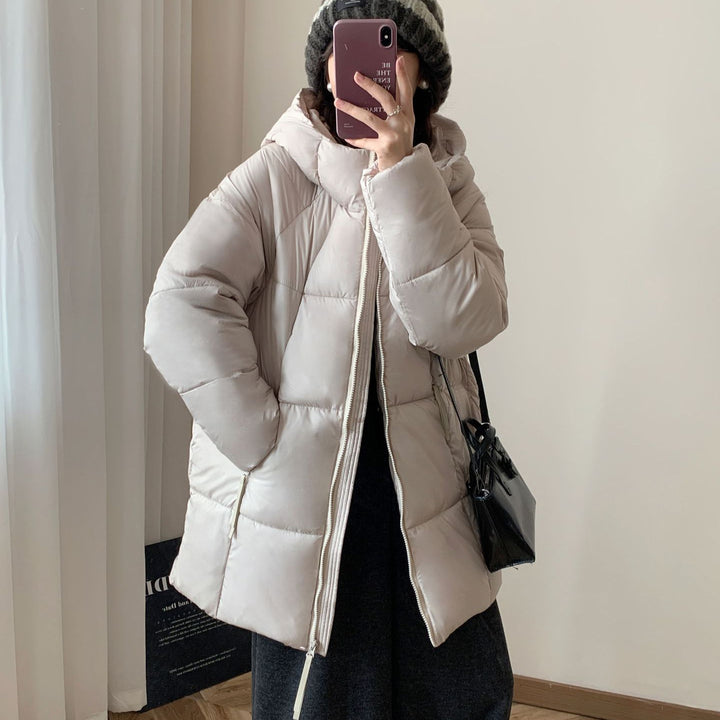 Damen Übergroße Pufferjacke mit Kapuze und praktischen Eingrifftaschen Drune