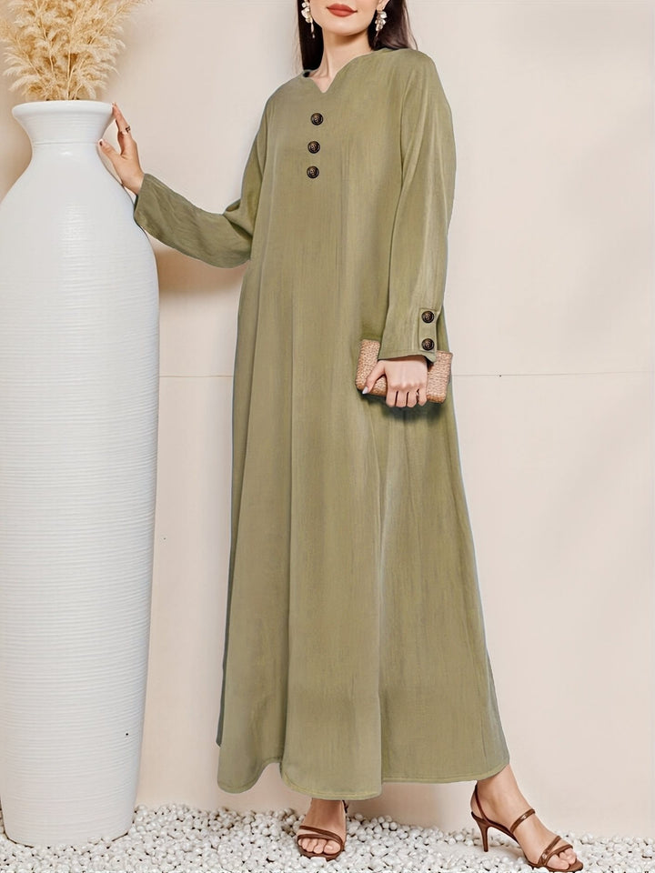 Damen Maxikleid mit eleganter Knopfleiste Drune
