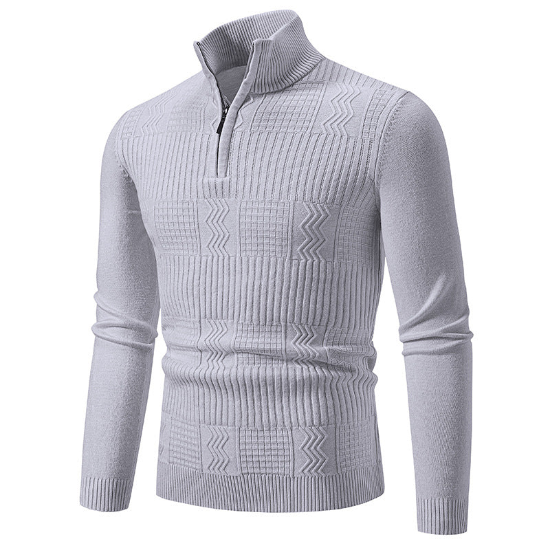 Herren Strukturierter Halbzip-Mockneck-Pullover mit Zopfmuster Drune