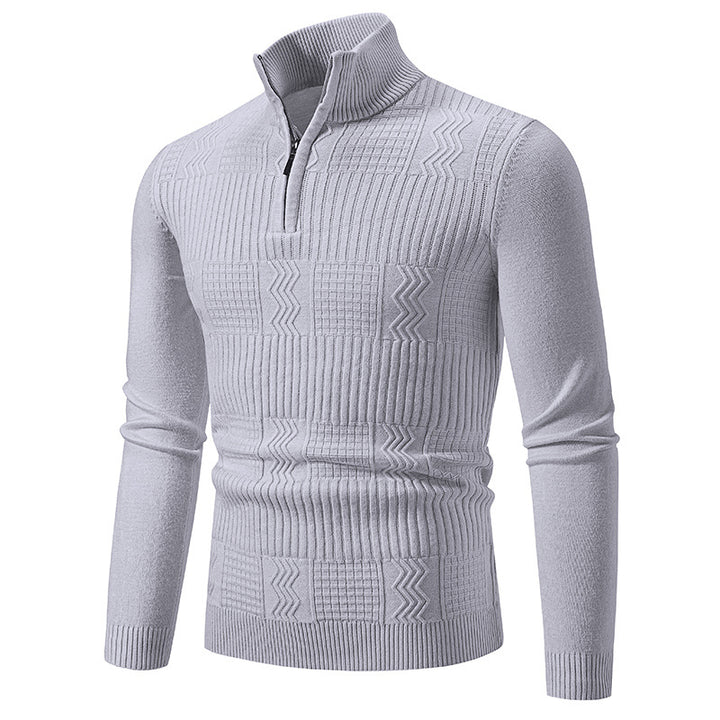 Herren Strukturierter Halbzip-Mockneck-Pullover mit Zopfmuster Drune