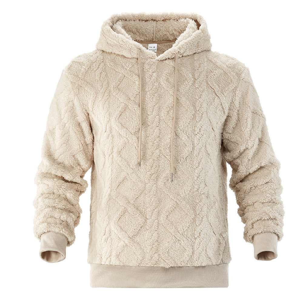 Herren Teddy-Fleece-Hoodie mit diamantstruktur, gefütterter Kapuze und weichen Rippbündchen Drune