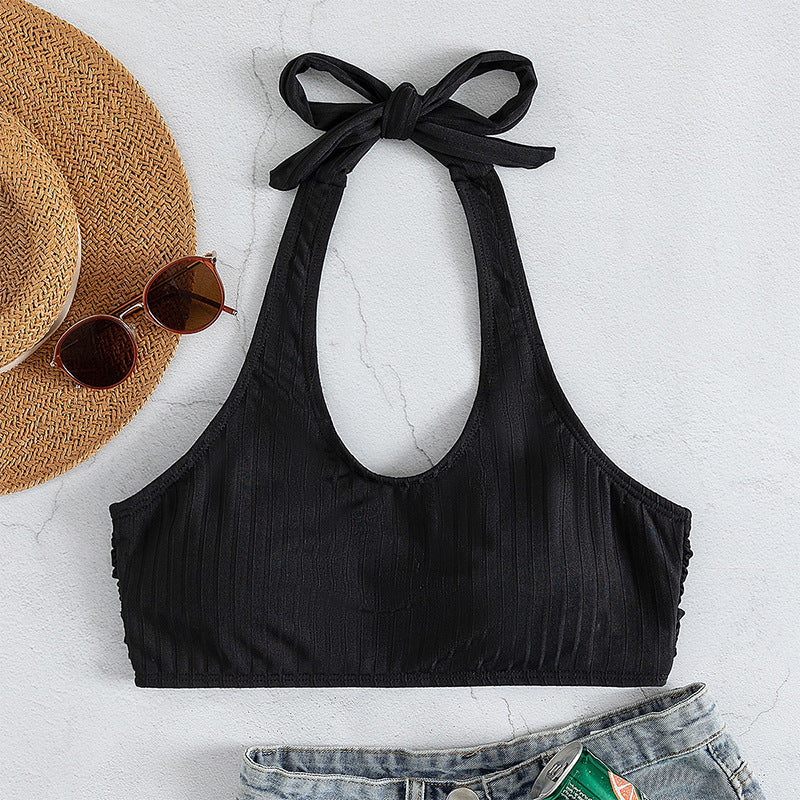 Damen Sportlicher Crop-Top mit Rippstruktur Drune